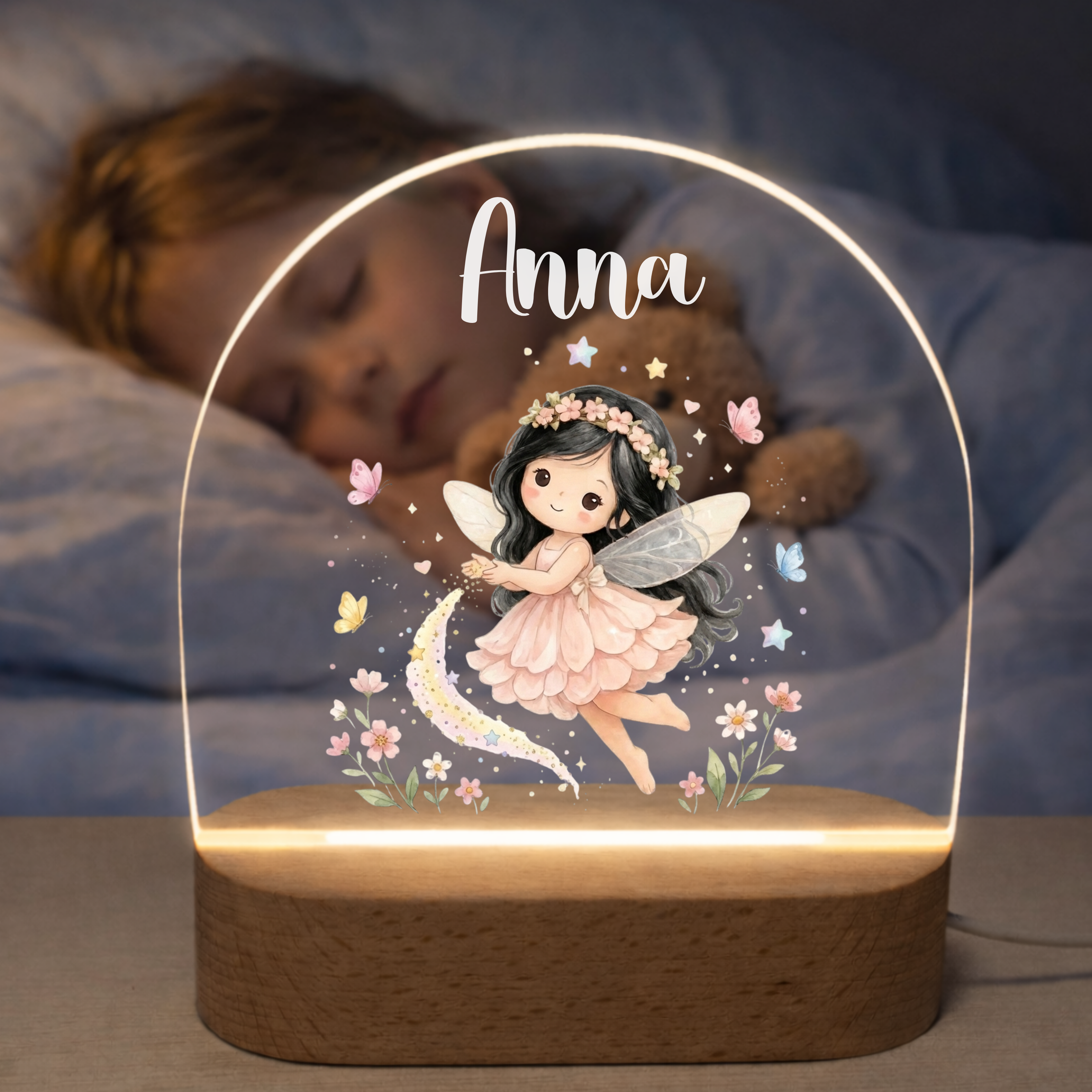 Personalisiertes Kinderlicht LED - Feen Welt