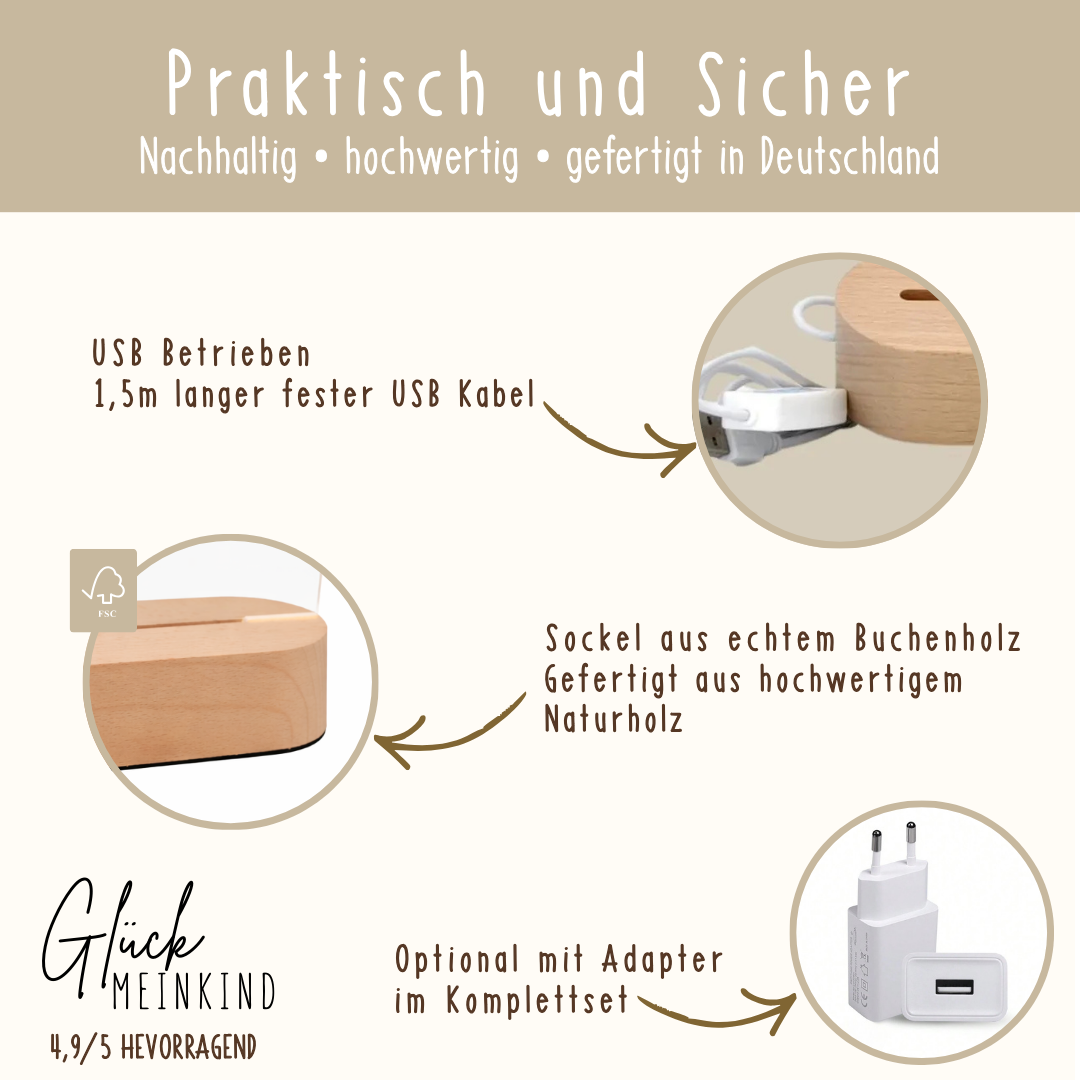 Personalisiertes Kinderlicht LED - Safari Freunde