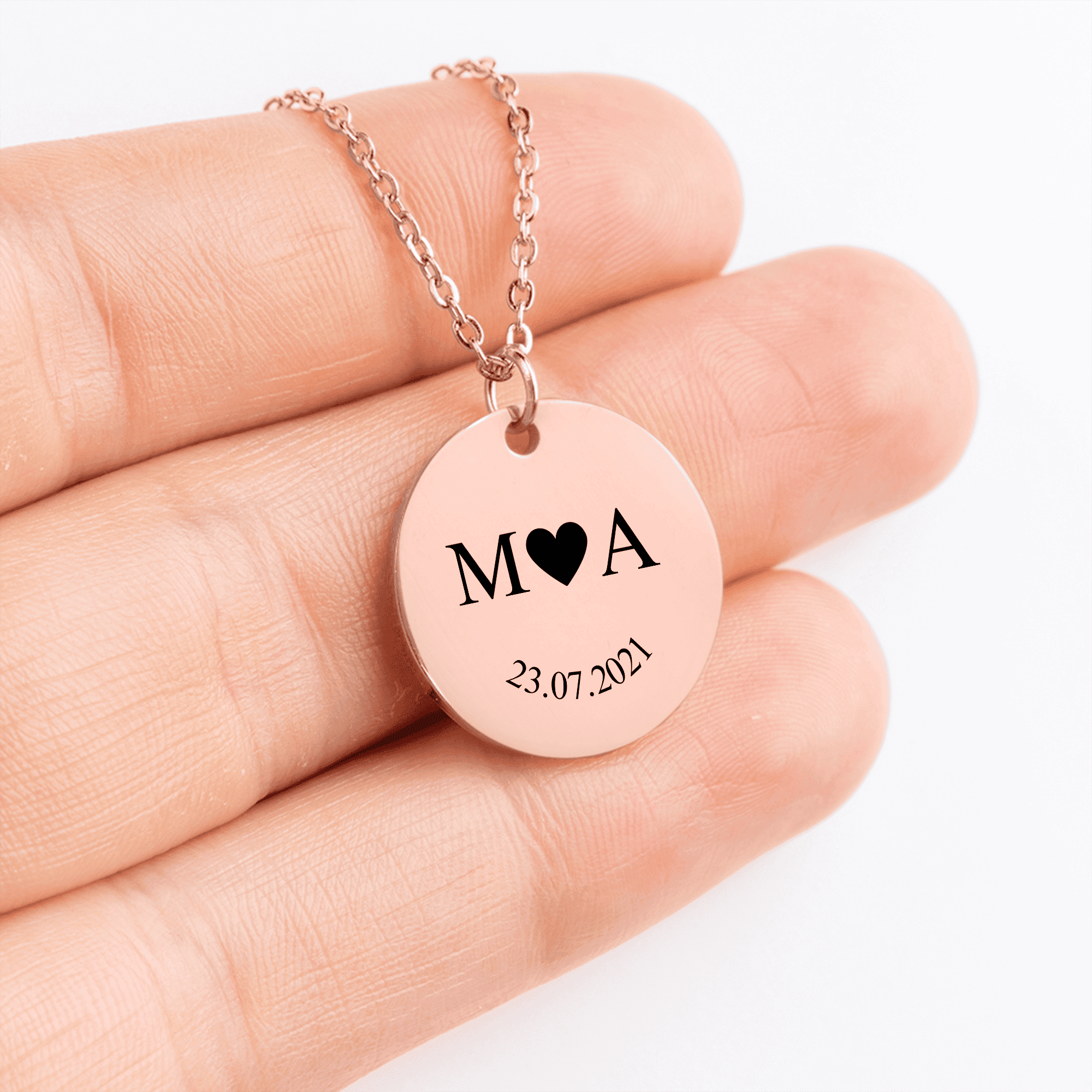 Personalisierte Coin Kette – Initialen & Datum Gravur