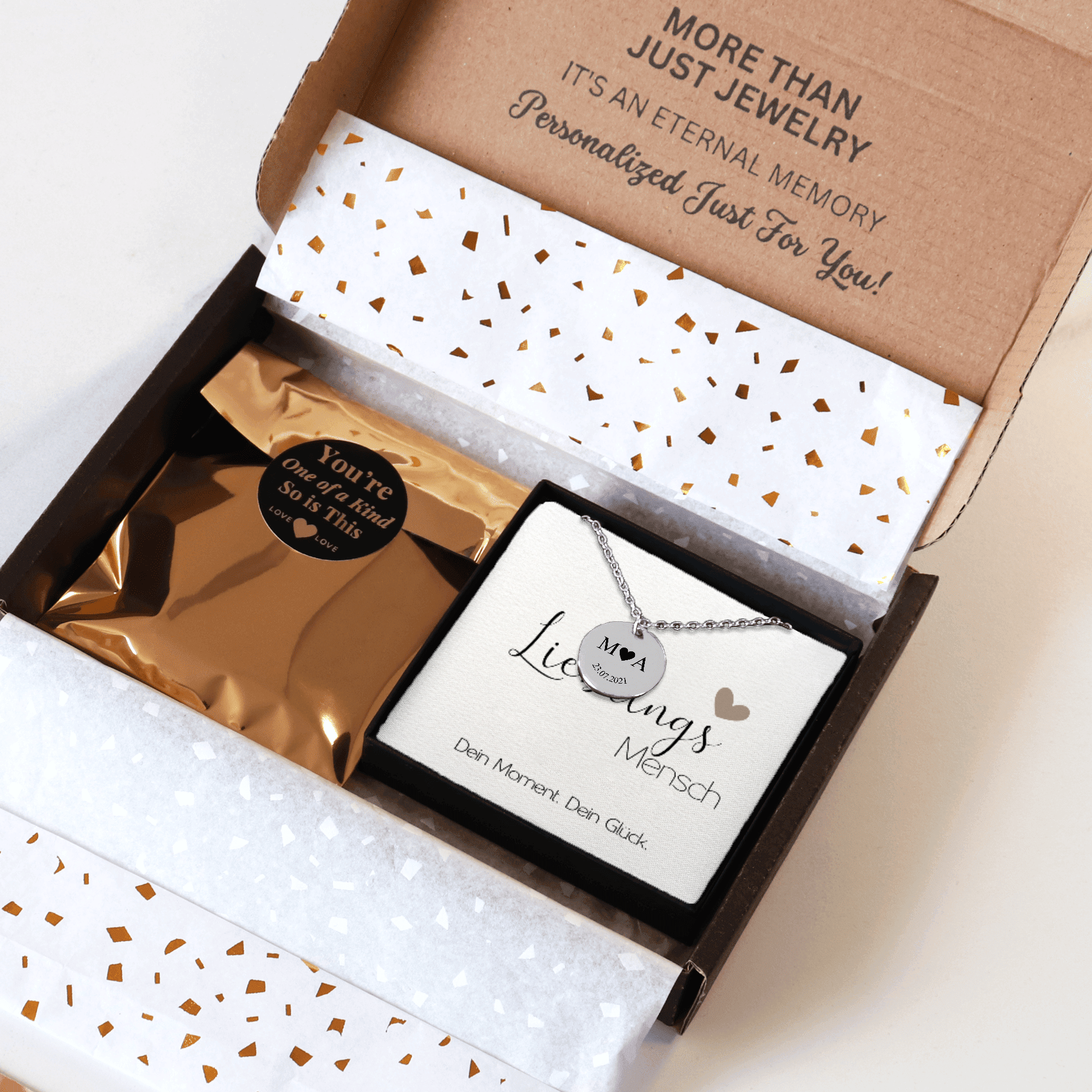 Personalisierte Coin Kette – Initialen & Datum Gravur